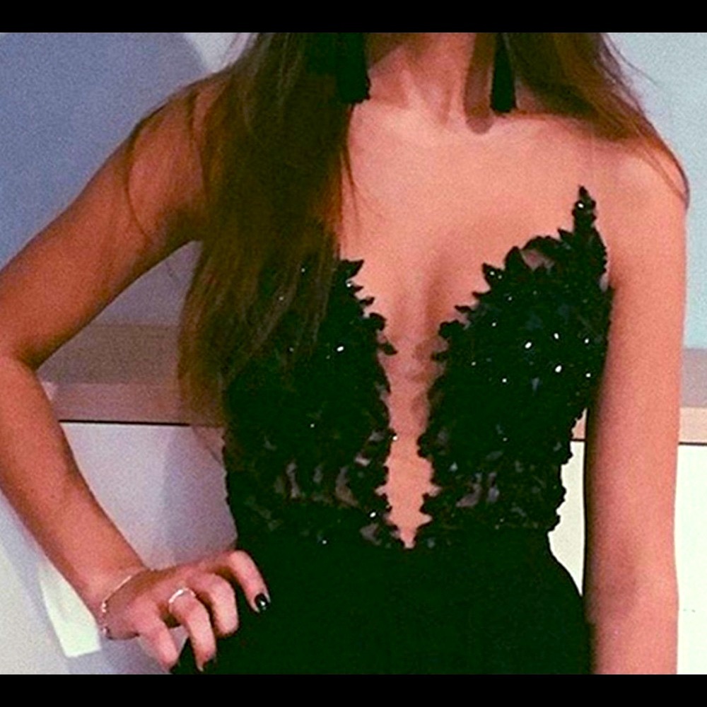 SEXY Deep Plunge Dress Plus Sz 20 NWT A-Line/Illusion Black